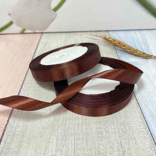 Лента атласная 1,2 см шоколадный