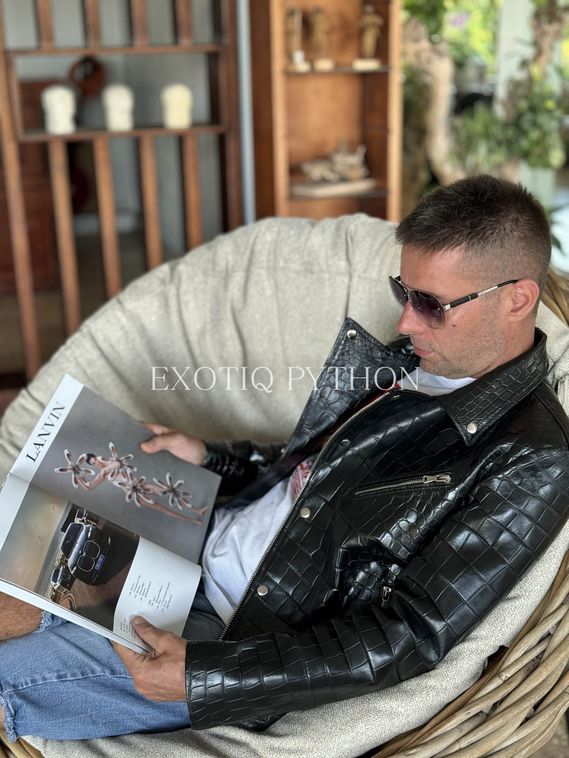 Мужская куртка из кожи крокодила JT-109