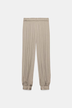 ZARA АТЛАСНЫЕ БРЮКИ-БАЛЛОНЫ — ZW COLLECTION, СЕРО-КОРИЧНЕВЫЙ