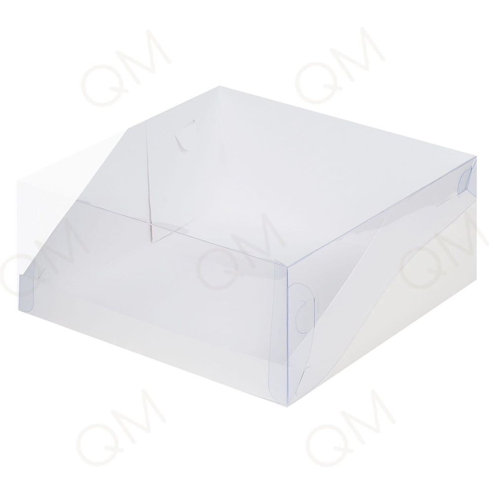 Коробка под торт с пластиковой крышкой 235*235*100 мм белая, 50 шт