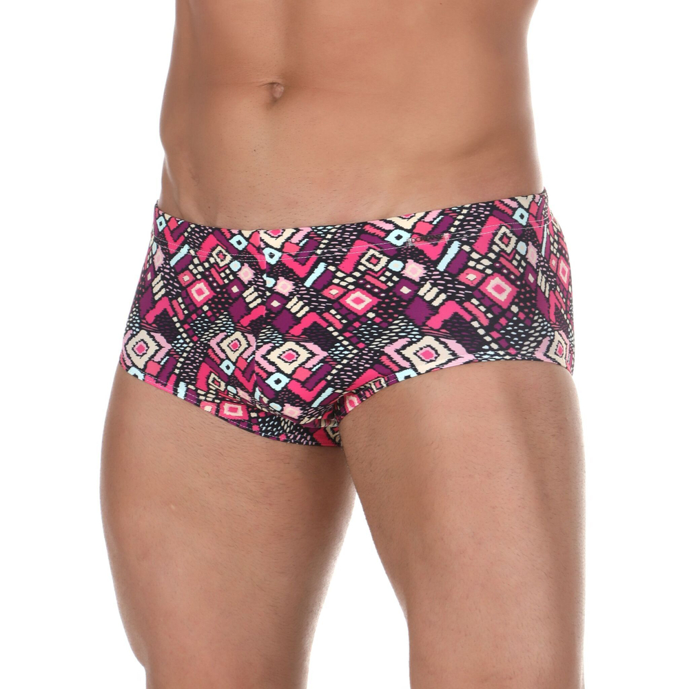 Мужские плавки с геометрическим принтом Dorenase (Размер: XL) (Цвет: сливовый)