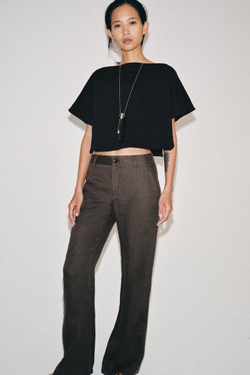 ZARA КРОП-ТОП С ЭФФЕКТОМ НАКИДКИ, УГОЛЬНЫЙ