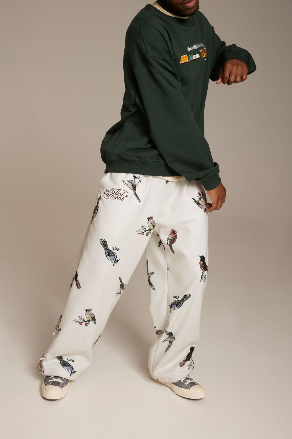 Брюки Called a Garment Флисовые Birds Мужские Молочные