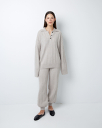 Поло объемного кроя из смесового кашемира серо-бежевый