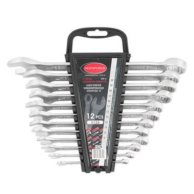 Набор ключей комбинированных 15грд., 12пр. (6, 8, 10, 12-19, 22мм), в пластиковом держателе RockForce##Rock FORCE RF-5126