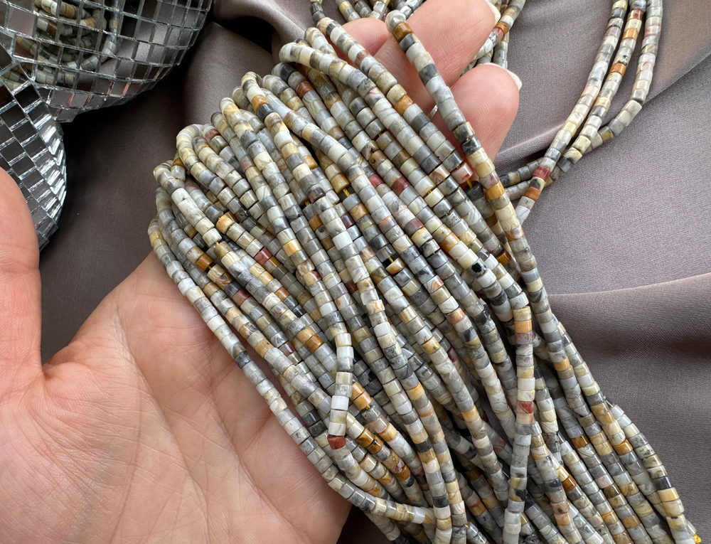 Нить бусин из яшмы 3,3мм ("таблетка")