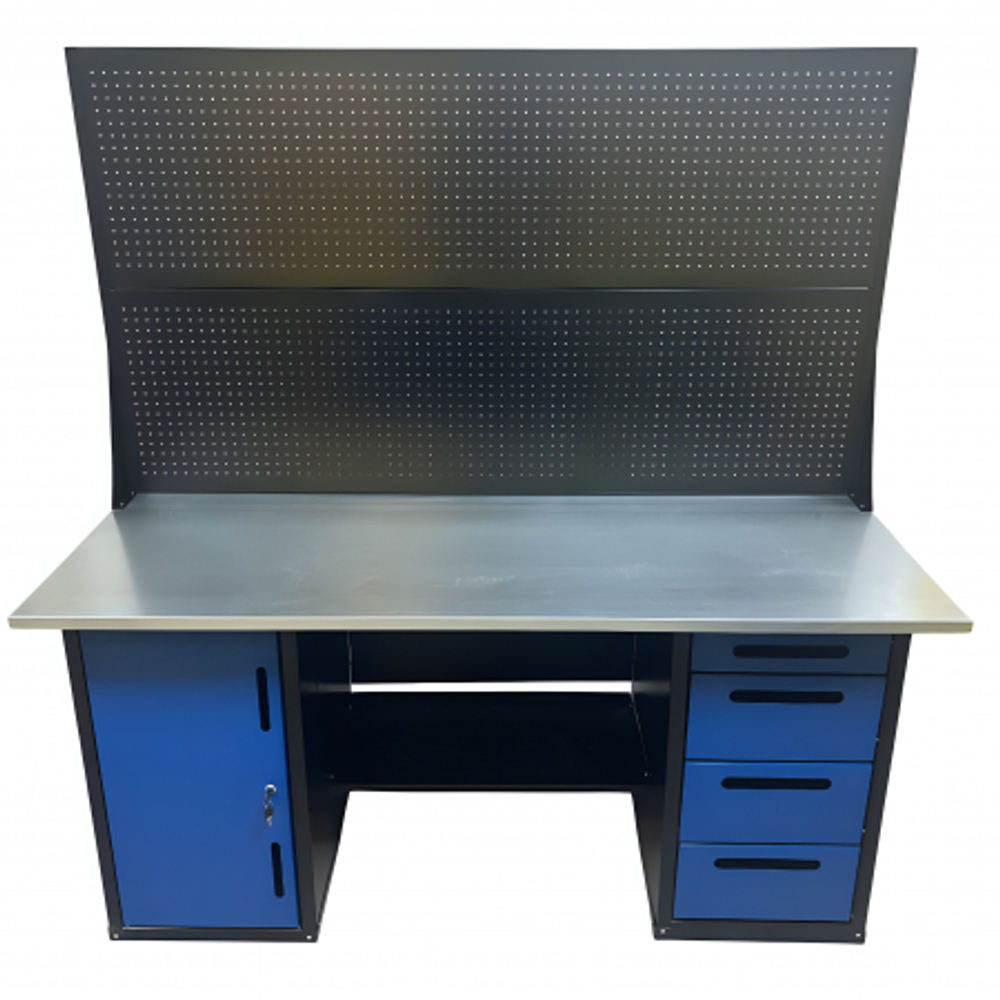 Верстак инструментальный двухтумбовый GWT-V1800B2 Great Wolf, 4 ящика, тумба с дверью, два экрана, 1800х700