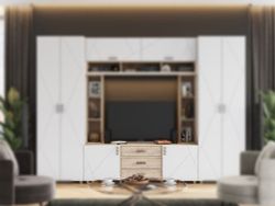 Тумба ТВ МС "Сандра"(Белый лофт/Дуб баррик)