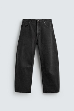 ZARA БРЮКИ BARREL FIT, ЧЕРНЫЙ