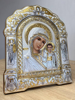 Казанская БМ, икона арочная с рамкой, красное дерево 167х228