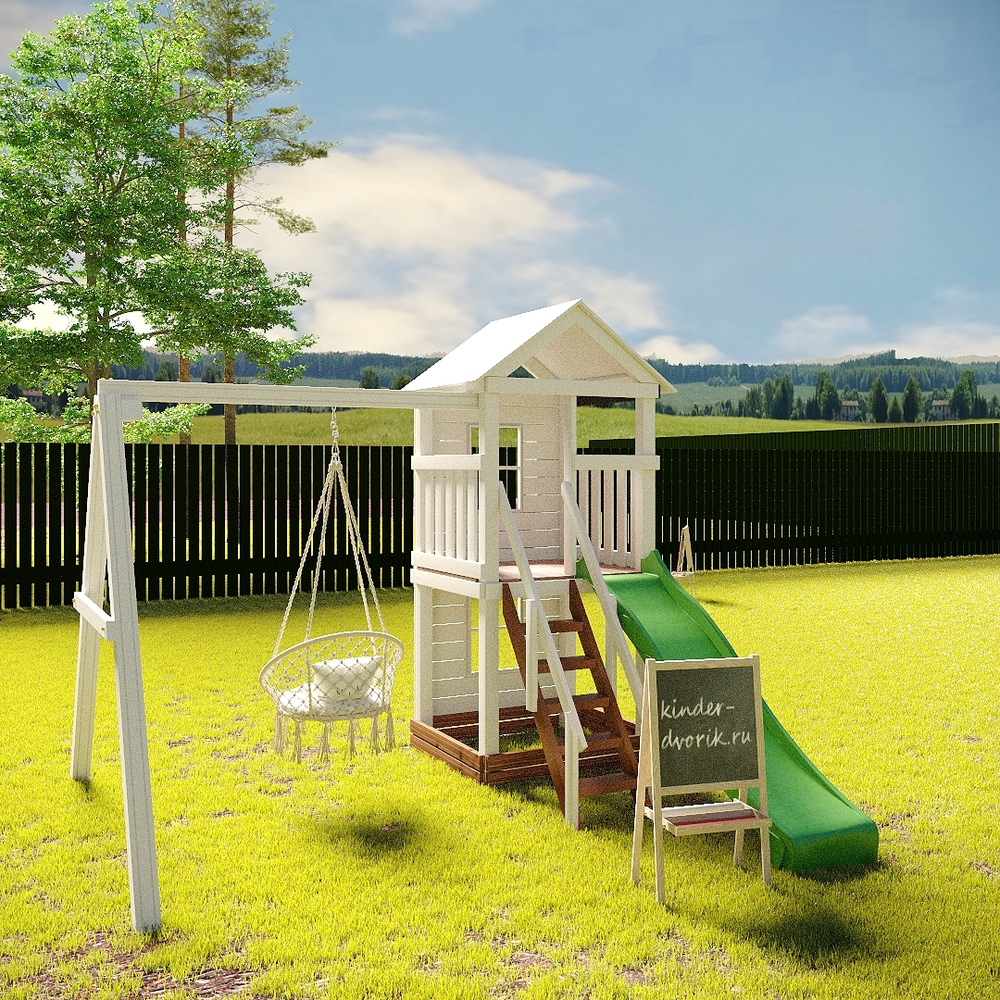 Детский игровой комплекс с качелями гнездо "Домик Марсель"