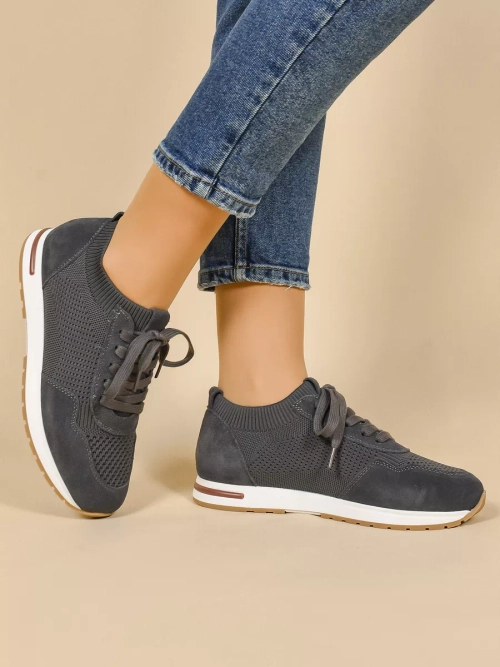 Кроссовки нат. замша (36-41)р. / шт. HL-134-GREY