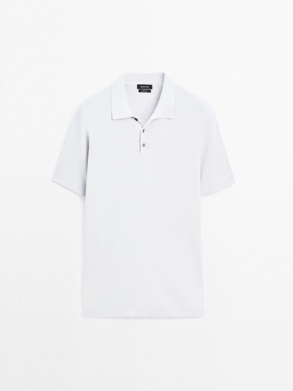 Massimo Dutti Трикотажная футболка с воротником поло, жемчужно-серый