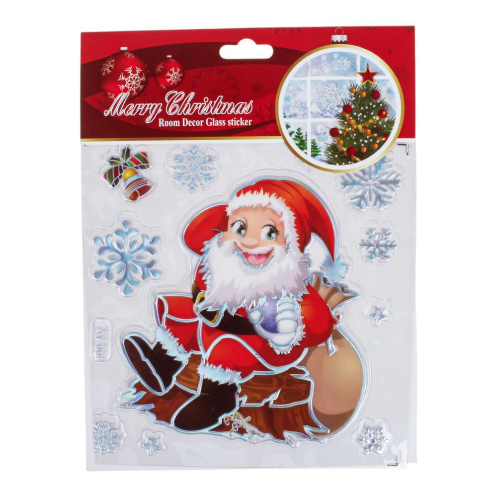 Наклейка новогодняя 18*23 см, 12 вид микс , пакет