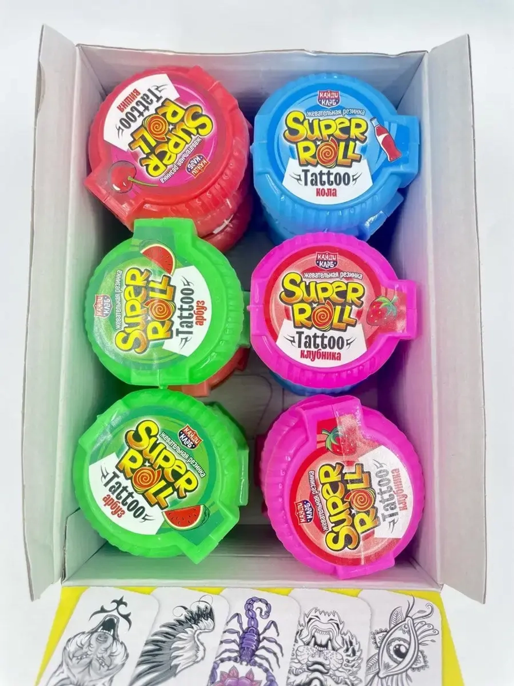 Жевательная резинка Super Roll Tattoo, жвачка с татуировкой