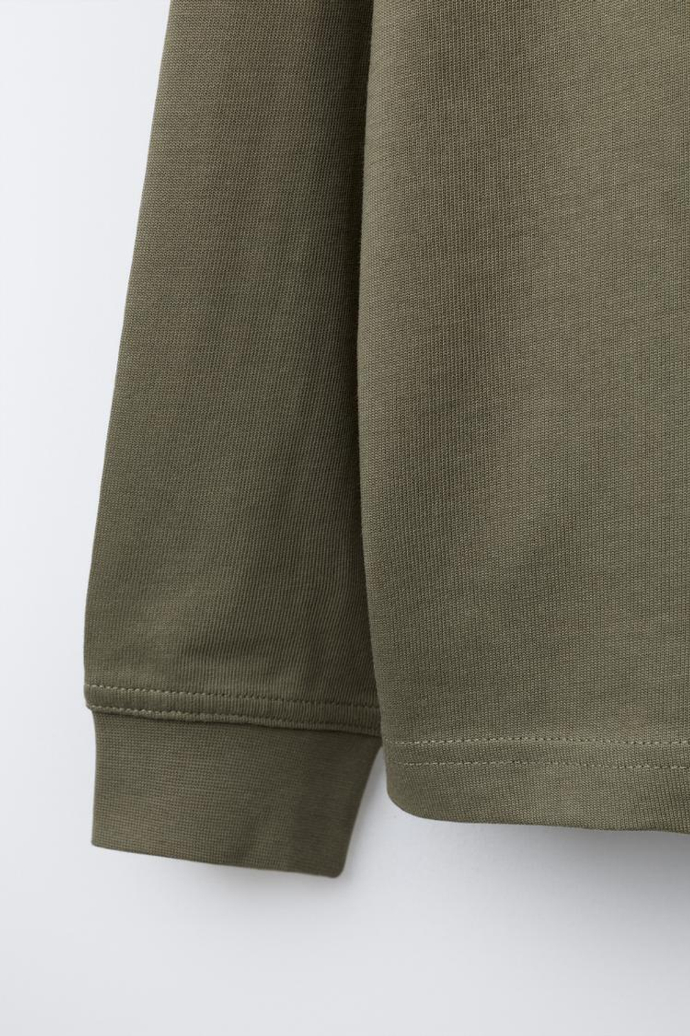 ZARA ФУТБОЛКА HEAVY WEIGHT С ВЫШИТОЙ НАДПИСЬЮ, ТЕМНЫЙ ХАКИ