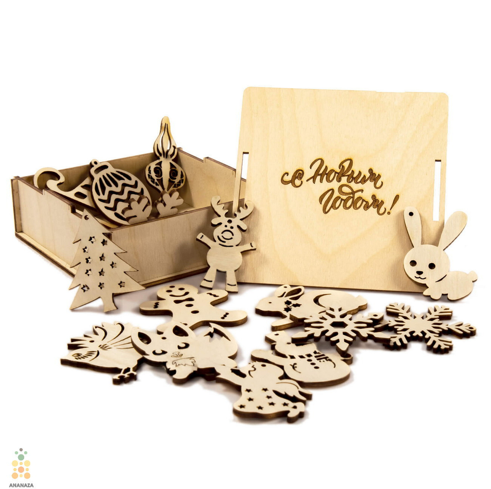 Новогодний набор для творчества "Ажур" (UNIWOOD) - Елочные игрушки из дерева - хобби и творчество