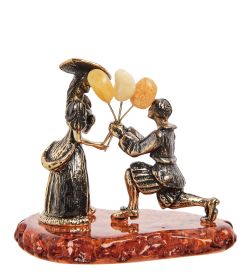 Народные промыслы AM- 237 Фигурка «Влюбленные» (латунь, янтарь)