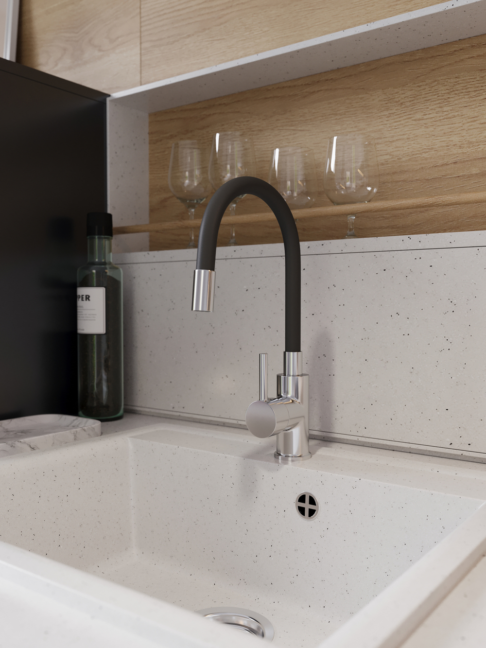 Смеситель для кухни Domaci Равенна DMC01150CR с гибким изливом, хром