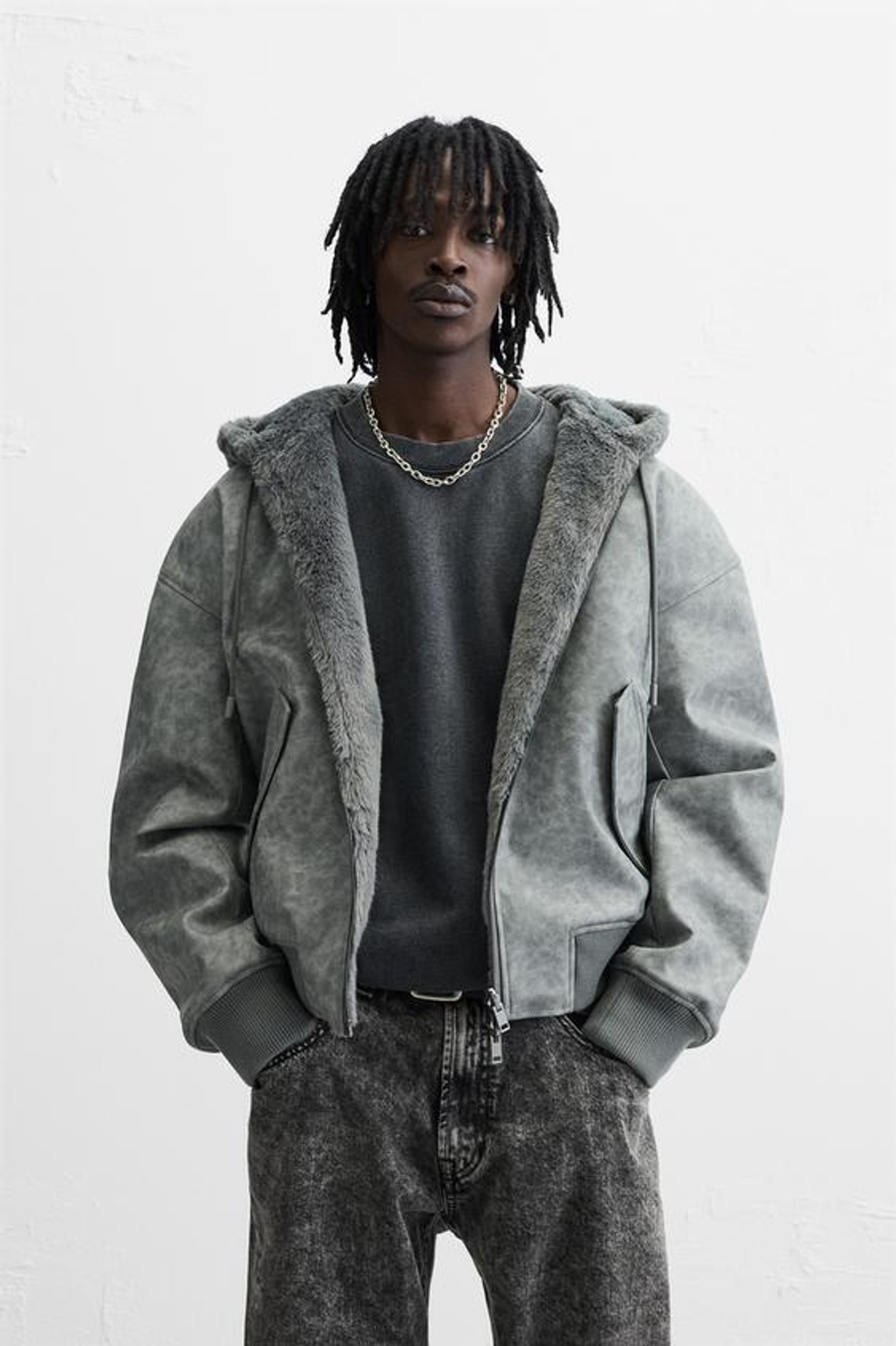 ZARA КУРТКА-БОМБЕР, СЕРЫЙ