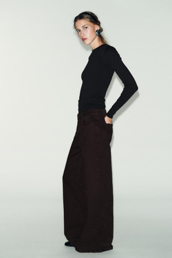 ZARA ФУТБОЛКА В РУБЧИК С ДЛИННЫМИ РУКАВАМИ, СВИНЦОВЫЙ