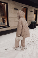 Пуховик комбинированный с элементами дубленки