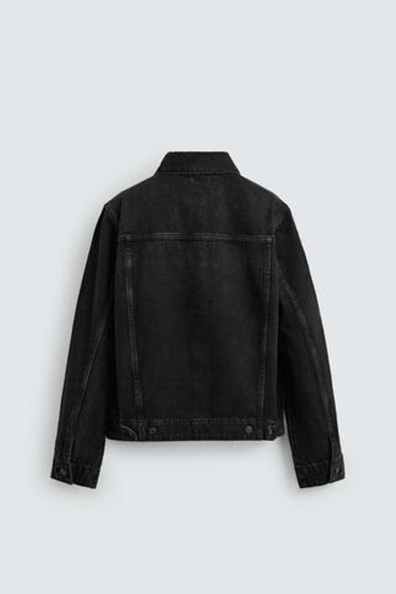 ZARA БАЗОВАЯ ДЖИНСОВАЯ КУРТКА, ЧЕРНЫЙ
