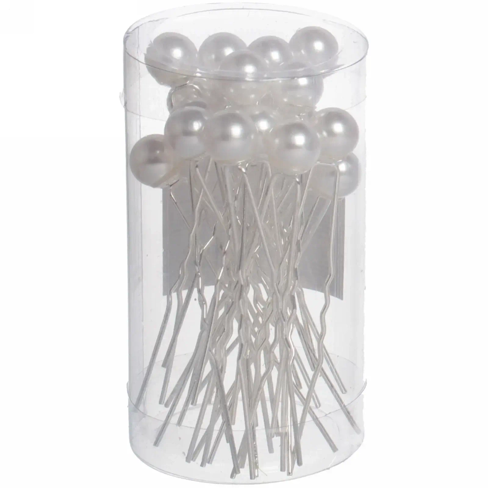 Шпильки для волос в тубе 20шт «Hair Beauty», классика, цвет белый, d-0.8см