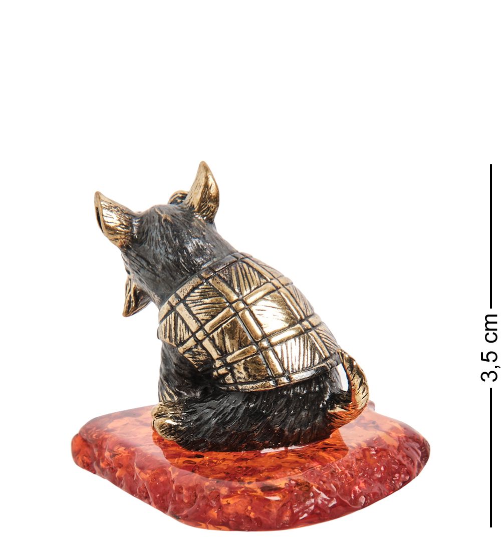 Народные промыслы AM-1977 Фигурка «Собака Шнауцер» (латунь, янтарь)