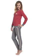 Пижама с длинными рукавами и бантиком (Размер: M) (Цвет: красный с серым)