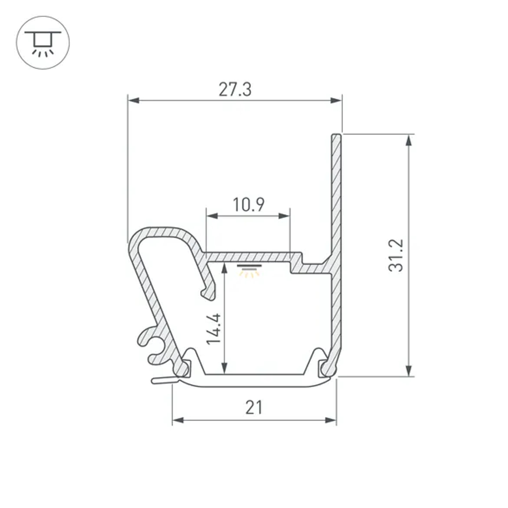 Профиль STRETCH-S-20-WALL-SIDE-2000 (RESPECT-ST) (Arlight, Алюминий) 040701