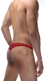 Мужские трусы-тонга в крупный горох (Размер: S-M) (Цвет: красный с черным)