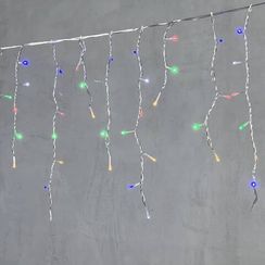 Светодиодная бахрома 3,1*0,5 м., 150 разноцветных LED ламп, мерцание, прозрачный провод ПВХ, LTC (PIL150BLW-10-2M)