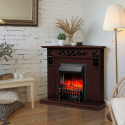 Электрокамин RealFlame Dominica Corner DN орех с очагом Fobos Lux Black