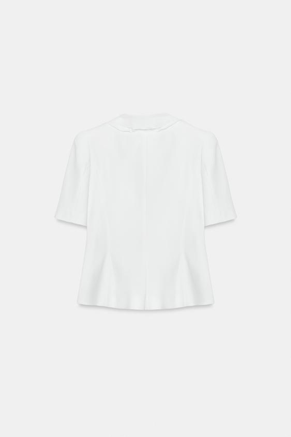 ZARA БЛЕЙЗЕР С КОРОТКИМИ РУКАВАМИ И ВОЛАНАМИ, ЖЕЛТОВАТО-БЕЛЫЙ