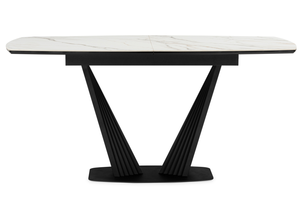 Керамический стол Woodville Вейл 160(205)х89 gilt white, черный