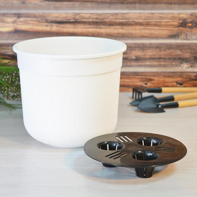 Горшок цветочный Сканди 2л с дренажной вставкой, белый