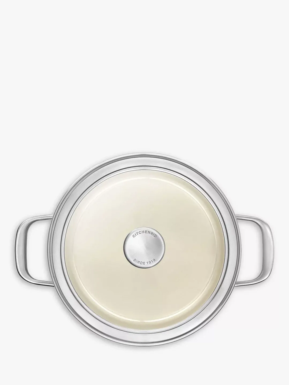 KitchenAid Кастрюля эмалированная 20 см 3,7 л с крышкой Миндальный крем