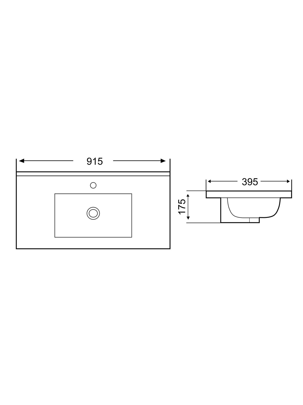 Раковина врезная WeltWasser WW  DEILBACH 7517-  90 915х395х175
