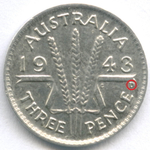 3 пенса 1943 (D). Австралия. Серебро VF-XF