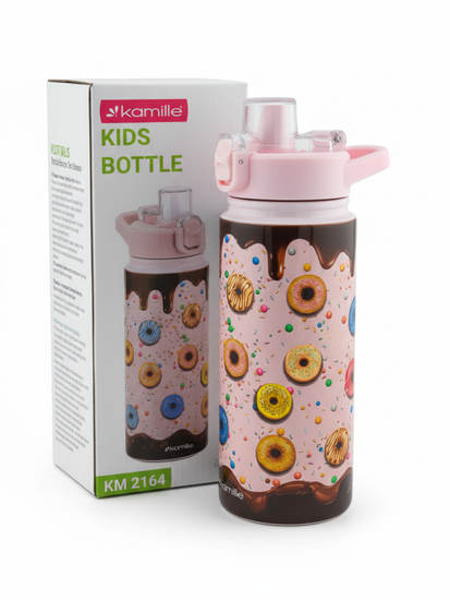 Термос детский 600 мл. с трубочкой Kamille KM 2164 с 3D рисунком