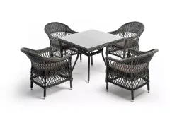 "Сицилия" обеденная группа плетеная, цвет графит