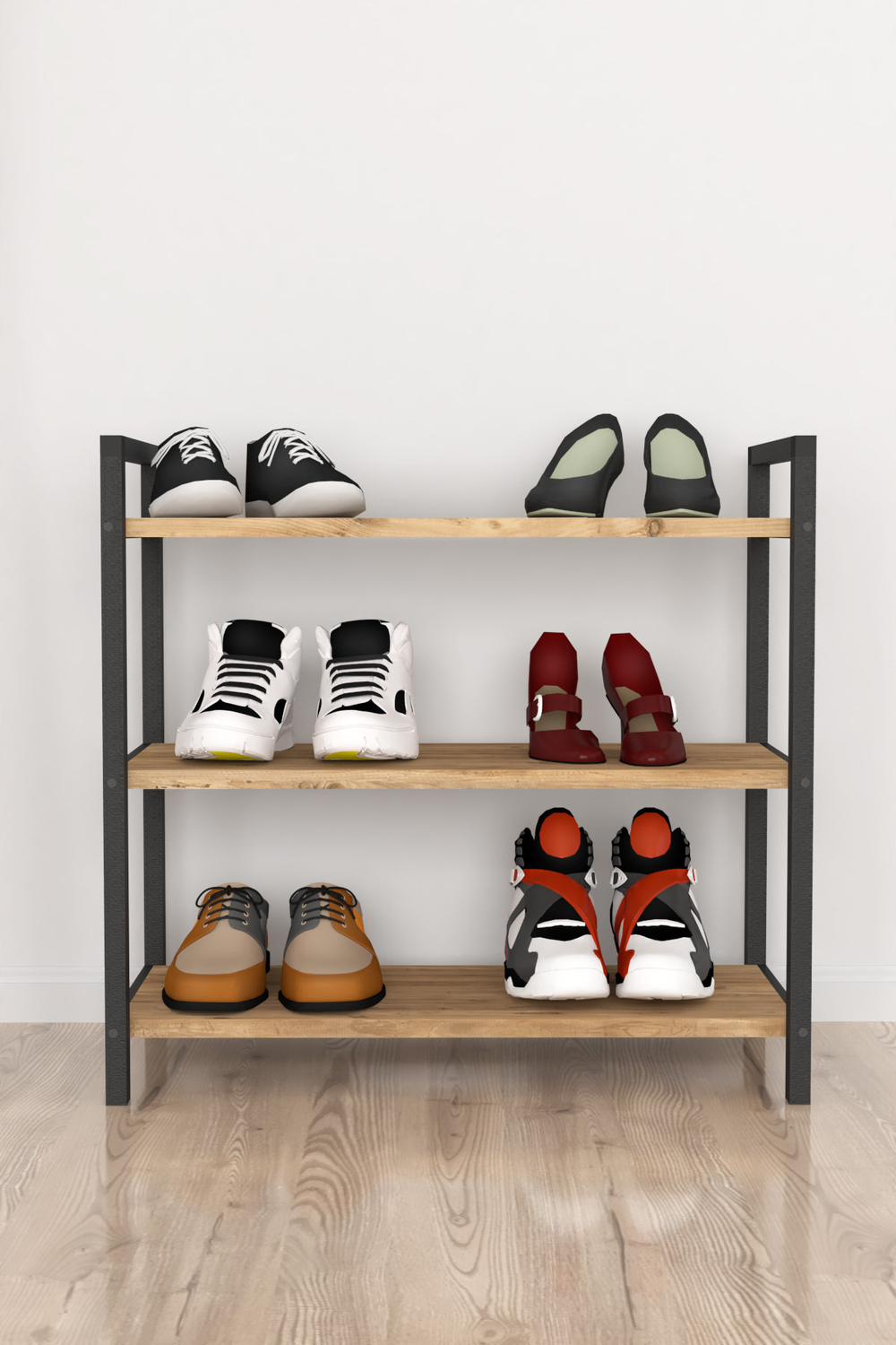 Стеллаж для обуви с 3 полками - сосна