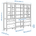 Шкаф со стеклянными дверцами - IKEA HEMNES/ХЕМНЭС  ИКЕА, 270x197х37 см, белый