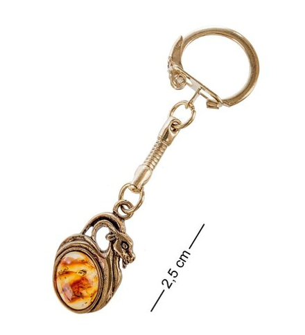 AM- 017 Брелок «Знак зодиака-Козерог» (латунь, янтарь)