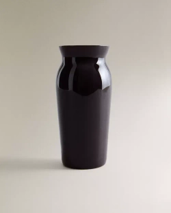 ZARA HOME СТЕКЛЯННАЯ ВАЗА, БУРГУНДСКИЙ