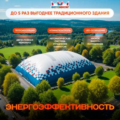 Быстровозводимый спортивный комплекс «Активный купол», 36x18x9 м