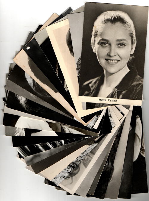 №92 Открытки Артисты и актёры СССР 1960–1970-е г. 25 штук. Чёрно-белые, чистые, без повторов