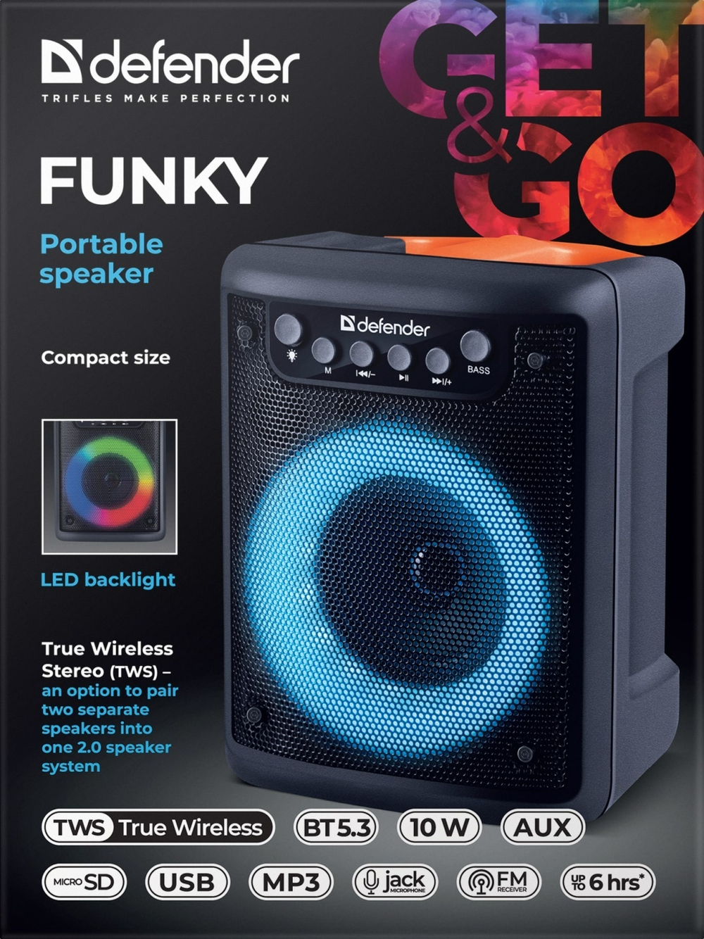Портативная колонка Defender Funky черный
