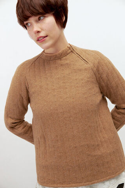 Стеганый свитер из шерсти песочного цвета